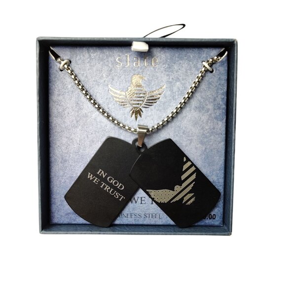 Slate Other - Slate Dog Tag In God We Trust Stainless Steel Necklace With Eagle Design